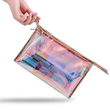 WestonBasics Holographic Makeup Bag, Set of 2 Iridescent Makeup Pouch for Cosmetic Toiletry, Pencil, Brush, Makeup Organizer Bags for Women Girls, Teens, Bridesmaids, Great for Travel, Gifts, 2 PCS