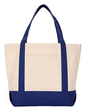 Ultraclub 8867 Seaside Canvas Boat Tote Bag - Natural & Navy