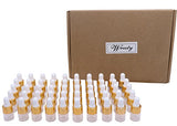 Wresty 50 Pcs Clear Glass Dropper Vails 1ml Mini Essential Oils Sample Dropper Bottles For Traveling Essential Oils Perfume Cosmetic Liquid,With 2 pcs dropper