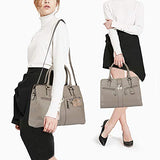 Banuce Gray Real Leather Handbags for Women Business Work Briefcase Shoulder Messenger Bag for