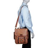 Sharo Leather Bags Long Three-In-One Backpack/Brief/Messenger (Brown)