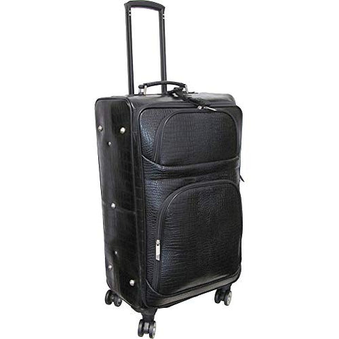 AmeriLeather Croco-Print 27" Checked Spinner Luggage (Black Croco)