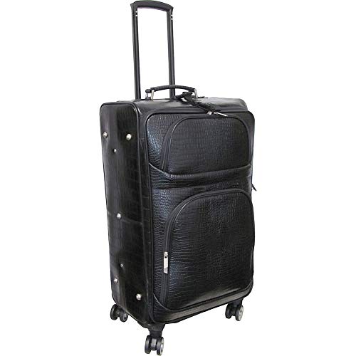 AmeriLeather Croco-Print 27" Checked Spinner Luggage (Black Croco)