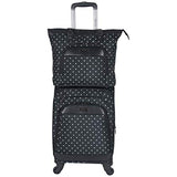 Kenneth Cole Reaction Dot Matrix 600d Polyester 2-Piece Luggage Set; Laptop Tote, 20" Carry-on, Black W/White Polka Dots