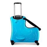 AO WEI LA OW Duffel Bag for Kids Ride-On Suitcase Carry-On Luggage with Wheels fits to kids aged 6-12 years old (Blue, 24 Inch).