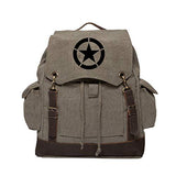 World War 2 Military Jeep Star Rucksack Backpack w/ Leather Straps Olive & Black