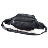 FANNING511 Waist Pack Cowhide Leather Large Size 7 Pockets Fanny Pack Black