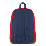 JanSport Right Pack Backpack - School, Travel, Work, or Laptop Bookbag with Leather Bottom, Red Tape