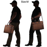 BANUCE 15 Inch Laptop Shoulder Bag Waterproof Nylon Messenger Bag Faux Leather Briefcase for Men