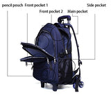 Meetbelify Wheeled Backpack School For Boys Rolling Backpack With Six Wheels,Blue-B