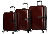 Nicole Miller New York Ria Collection Hardside 3-Piece Spinner Luggage Set: 28", 24", and 20" (Burgundy)