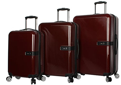 Nicole Miller New York Ria Collection Hardside 3-Piece Spinner Luggage Set: 28", 24", and 20" (Burgundy)