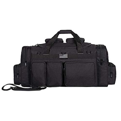 K-Cliffs Tactical Range Duffel Military Molle Gear Travel Sports Gym Bag Lockable Zippers with US Flag Patch 30 Inch Large Black