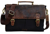 Genuine Leather Vintage 15.6" Laptop Canvas Messenger Satchel Bag
