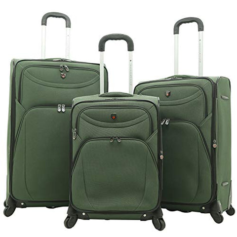 Travelers Club Marino Expandable Spinner Luggage, Forest Green, 3 Piece Set (21/25/29)