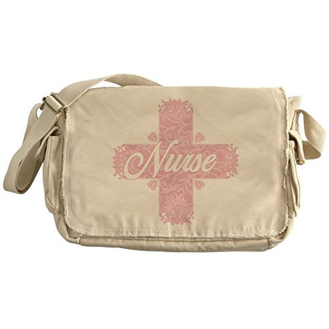 Cafepress - Nurse Pink Lacy Cross - Unique Messenger Bag, Canvas Courier Bag