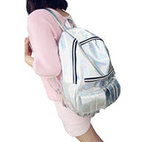 ABage Women's Hologram Backpack Casual Laser Travel School Bag College Backpack, Silver