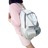 ABage Women's Hologram Backpack Casual Laser Travel School Bag College Backpack, Silver