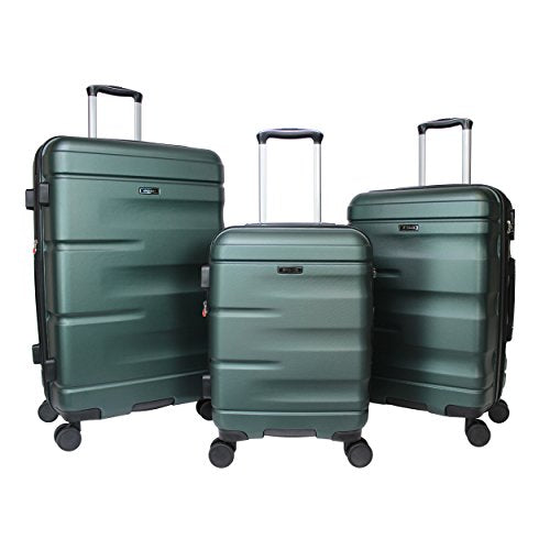 Dejuno Emerson 3-Piece Hardside Expandable Spinner Luggage Set, Green