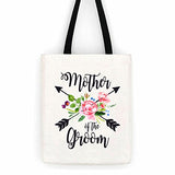 Mother Of The Groom Floral Arrows Cotton Canvas Tote Bag School Day Trip Bag