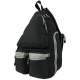 Reflective Sling Backpack Bright Color Body Bag Messenger Bag Daypack School Student Bookbag With Safety Reflective Stripe- Black