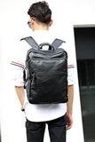 Vintage PU Leather Backpack School College Bookbag Laptop Computer Backpack (Black 2)