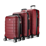 SHOWKOO Luggage Sets Expandable Suitcase Double Wheels TSA Lock Red Wine
