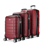 SHOWKOO Luggage Sets Expandable PC+ABS Durable Suitcase Double Wheels TSA Lock Red Wine