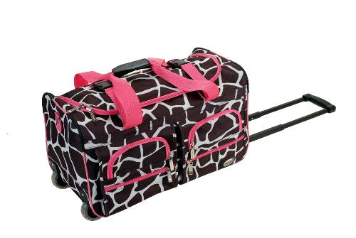 Rockland Luggage Rolling 22 Inch Duffle Bag, Pink Giraffe, One Size