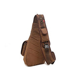Men's Vintage Canvas Shoulder Backpack Chest Pack Sling Bag Crossbody Messenger Rucksack - Coffee