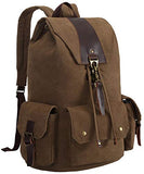 BLUBOON Canvas Vintage Backpack Leather Casual Men Women Laptop Travel Rucksack (Coffee)