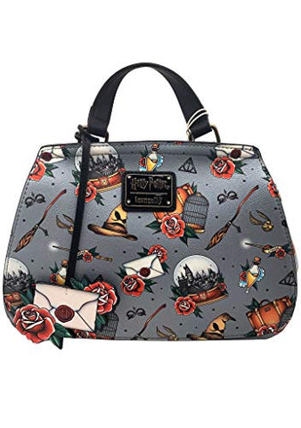 Loungefly x Harry Potter Relics Tattoo All Over Print Crossbody Bag (One Size, Multicolored)