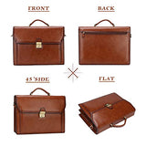 Banuce Vintage Genuine Leather Briefcase for Men Lock Lawyer Attache Case Laptop Messenger Bag