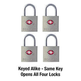 Master Lock 4683Q Keyed TSA Approved Luggage Lock, 7/8 in. Wide, 4-Pack