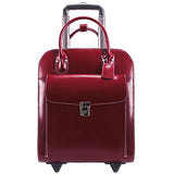 McKlein, L Series, Uptown, Top Grain Cowhide Leather, 15" Leather Vertical Wheeled Ladies' Laptop Briefcase, Red (97696)