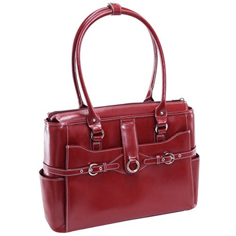McKlein, W Series, Willow Springs, Top Grain Cowhide Leather, 15" Leather Ladies' Laptop Briefcase, Red (96566)