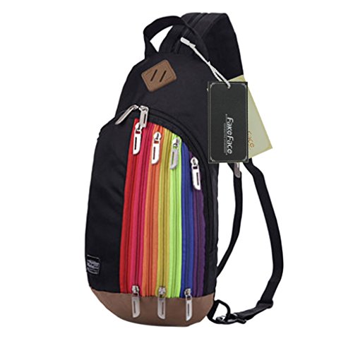 FakeFace Unisex Multipurpose Rainbow Zipper Casual Sport Travel Shoulder Cross Body Bag Sling