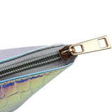 Aibearty Women Holographic Geometric Clutch Handbag Leather Makeup Purse Cosmetic Toiletry Bag