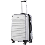 Travel Joy Expandable Luggage Carry on Suitcase TSA Lightweight Hardside Luggage Spinner Wheels Luggage 20 inches (Silver)