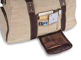 Duffel Bag with Shoe Compartment Canvas Weekender Tote (Khaki)