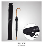 Balios Prestige Walking Umbrella, Real Wood Handle & Bamboo Shaft, Auto Open, Windproof Designed in