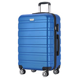 GHP 3-Pcs 20" 24" 28" Blue Hardshell ABS 210D Polyester Lining Trolley Luggage Set