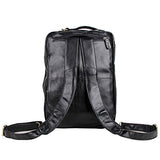 ABage Men's Leather Brief Genuine Leather Business Messenger Convertible Brief Black