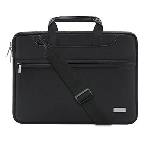 MOSISO Laptop Shoulder Bag Compatible 2018 MacBook Air 13 A1932 Retina Display/MacBook Pro 13 A1989 A1706 A1708 USB-C 2018 2017 2016/Surface Pro 6/5/4/3, Briefcase Handbag with Trolley Belt, Black