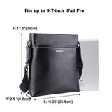 Banuce Black Real Leather Messenger Bag for Men Crossbody 9.7" iPad Shoulder Business Bag