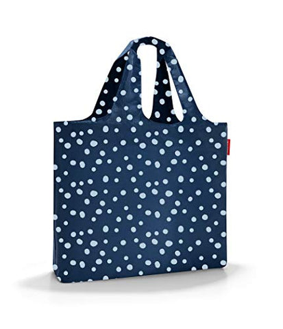 reisenthel Mini Maxi Beachbag, Foldable and Spacious Lightweight Tote Bag with Zippered Pouch, Water-repellent, Spots Navy