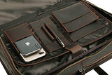 Polare Men'S 17" Full Grain Leather Messenger Shoulder Bag Office Business Laptop Briefcase