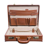 [Personalized Initials Embossing]McKleinUSA Mens HARPER Leather Expandable Attache Case in Brown