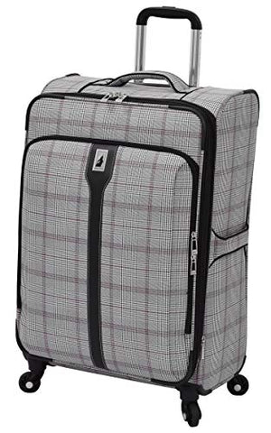 London Fog Knightsbridge 25" Expandable Spinner, Grey Burgundy Glen Plaid