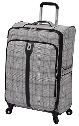 London Fog Knightsbridge 25" Expandable Spinner, Grey Burgundy Glen Plaid